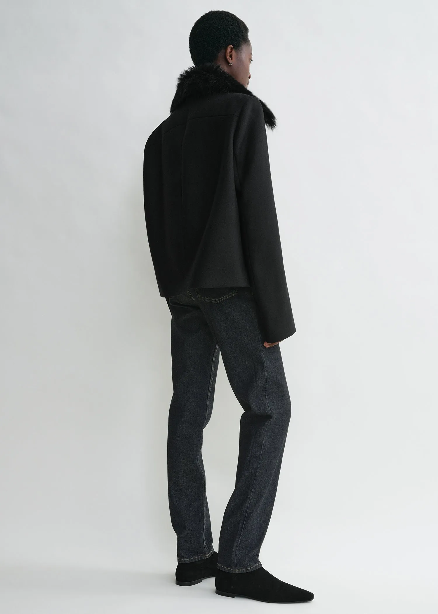 Shearling collar jacket black