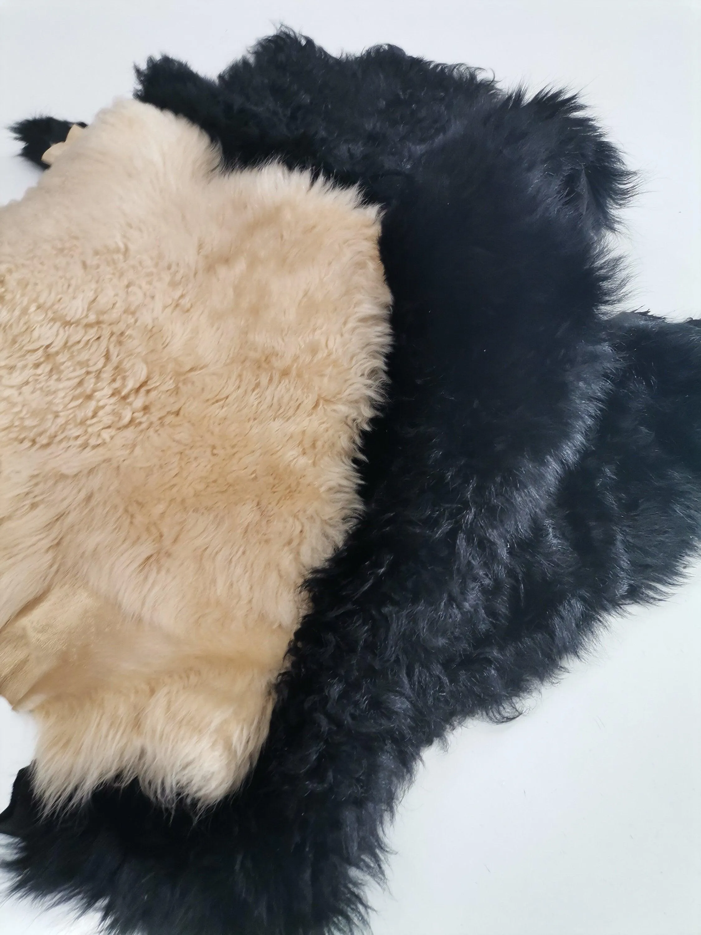 Sheepskin rug shearling leather hide, lambskin curly hair on, natural wool mouton leather