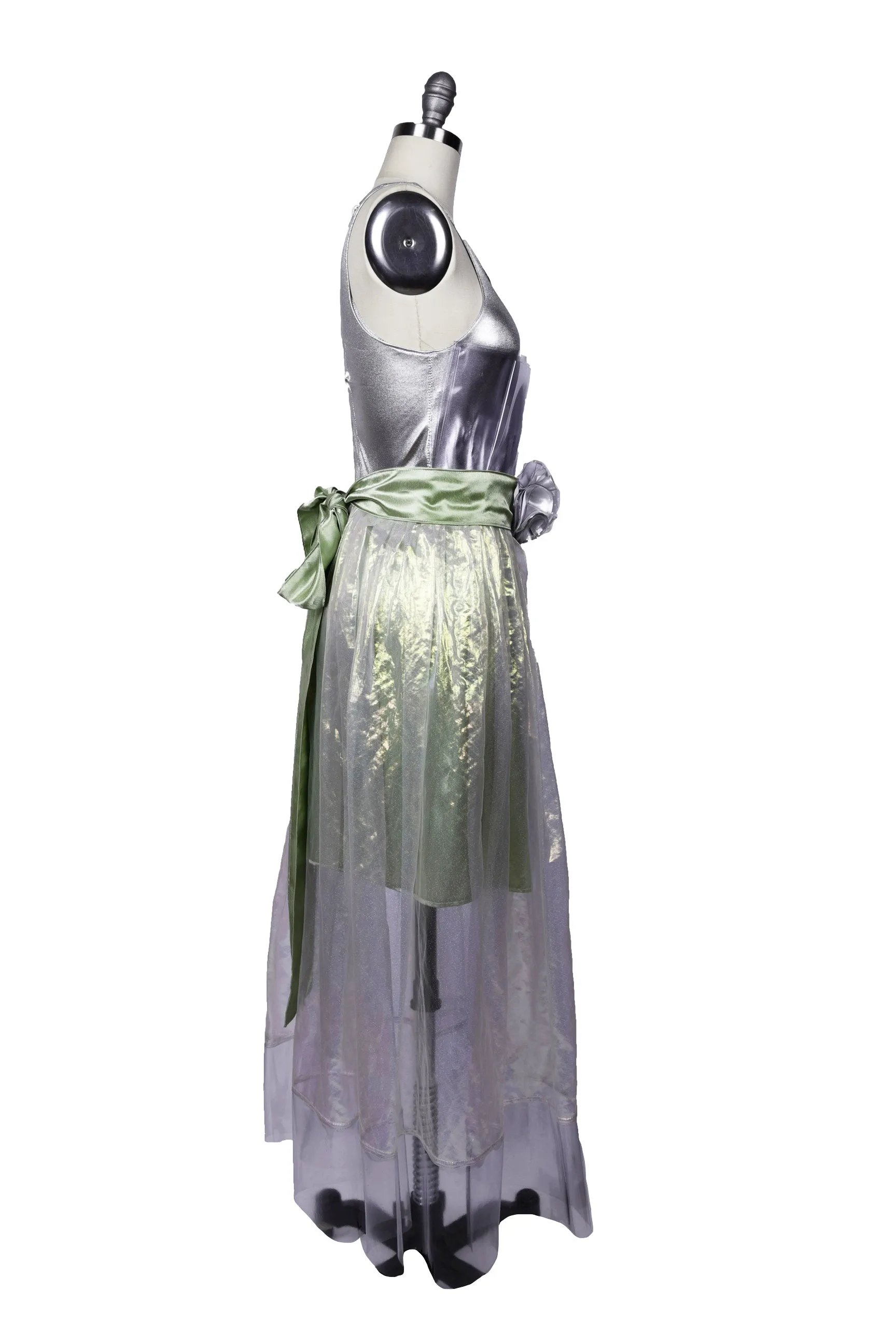 Silver and Iridescent Green Cocktail Dress