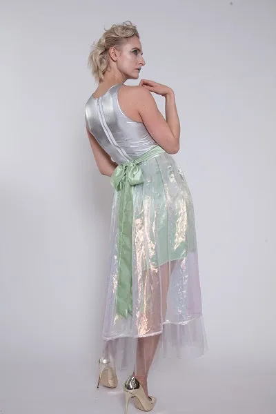 Silver and Iridescent Green Cocktail Dress