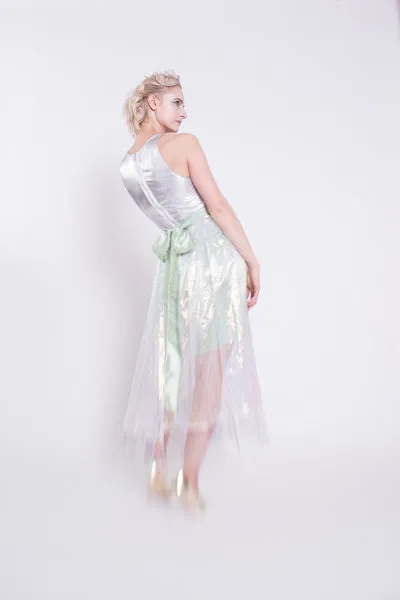 Silver and Iridescent Green Cocktail Dress