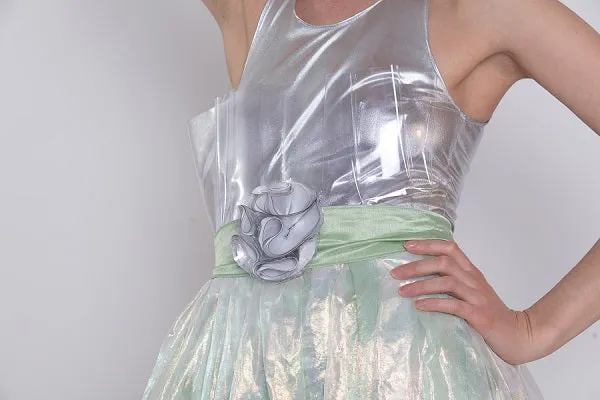 Silver and Iridescent Green Cocktail Dress