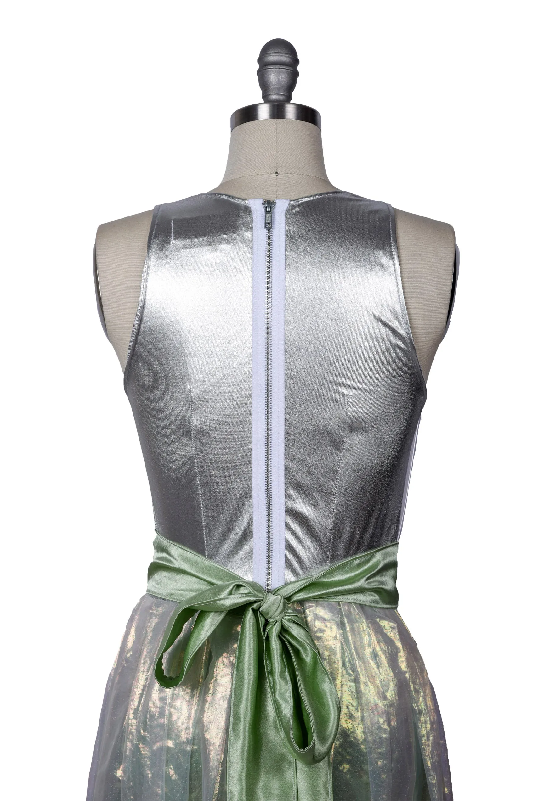 Silver and Iridescent Green Cocktail Dress