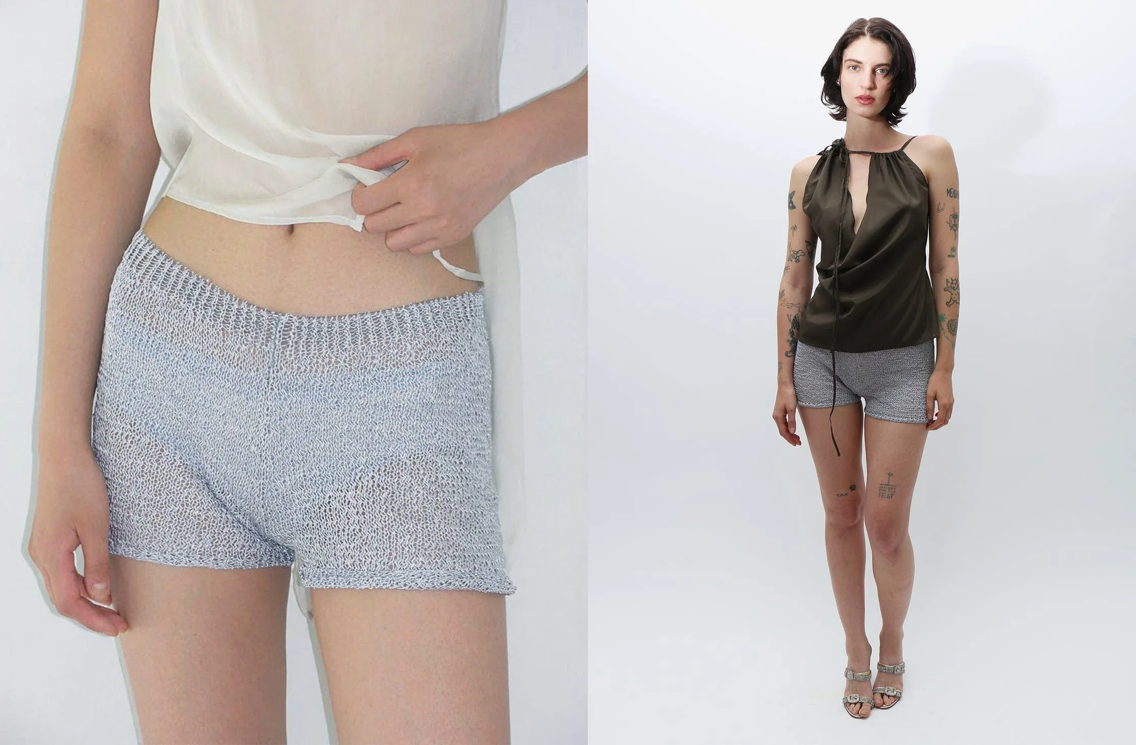 Silver Trefle Mini Shorts