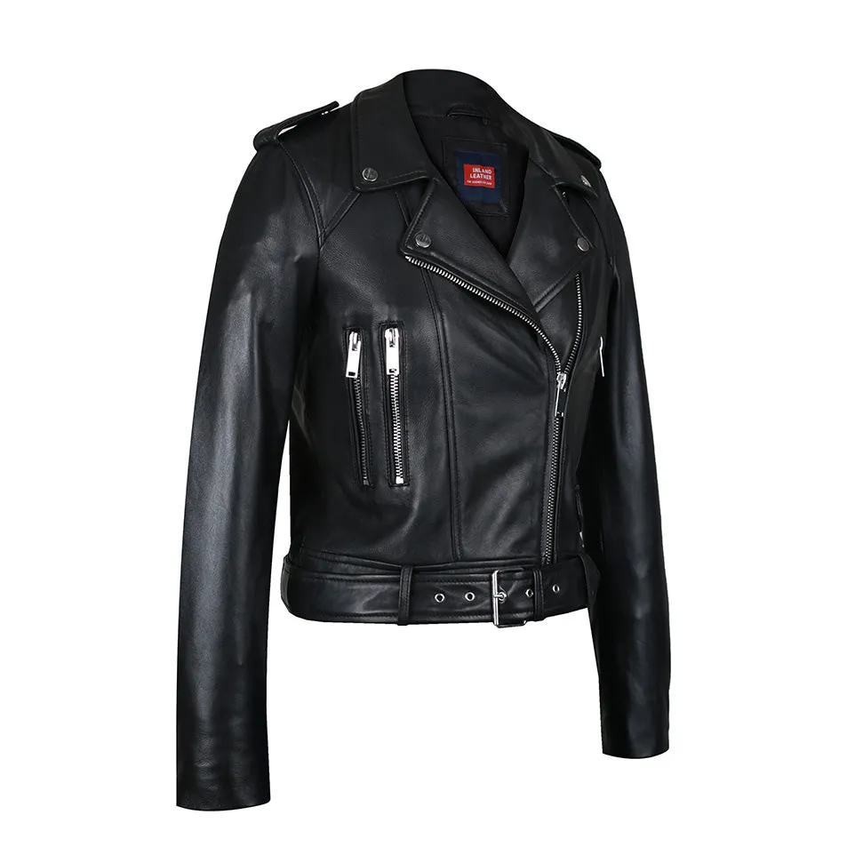 Snerva Womens Nappa Asymmetric Moto Leather Jacket