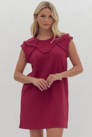 Solid Cap Sleeve Dress - Ruby