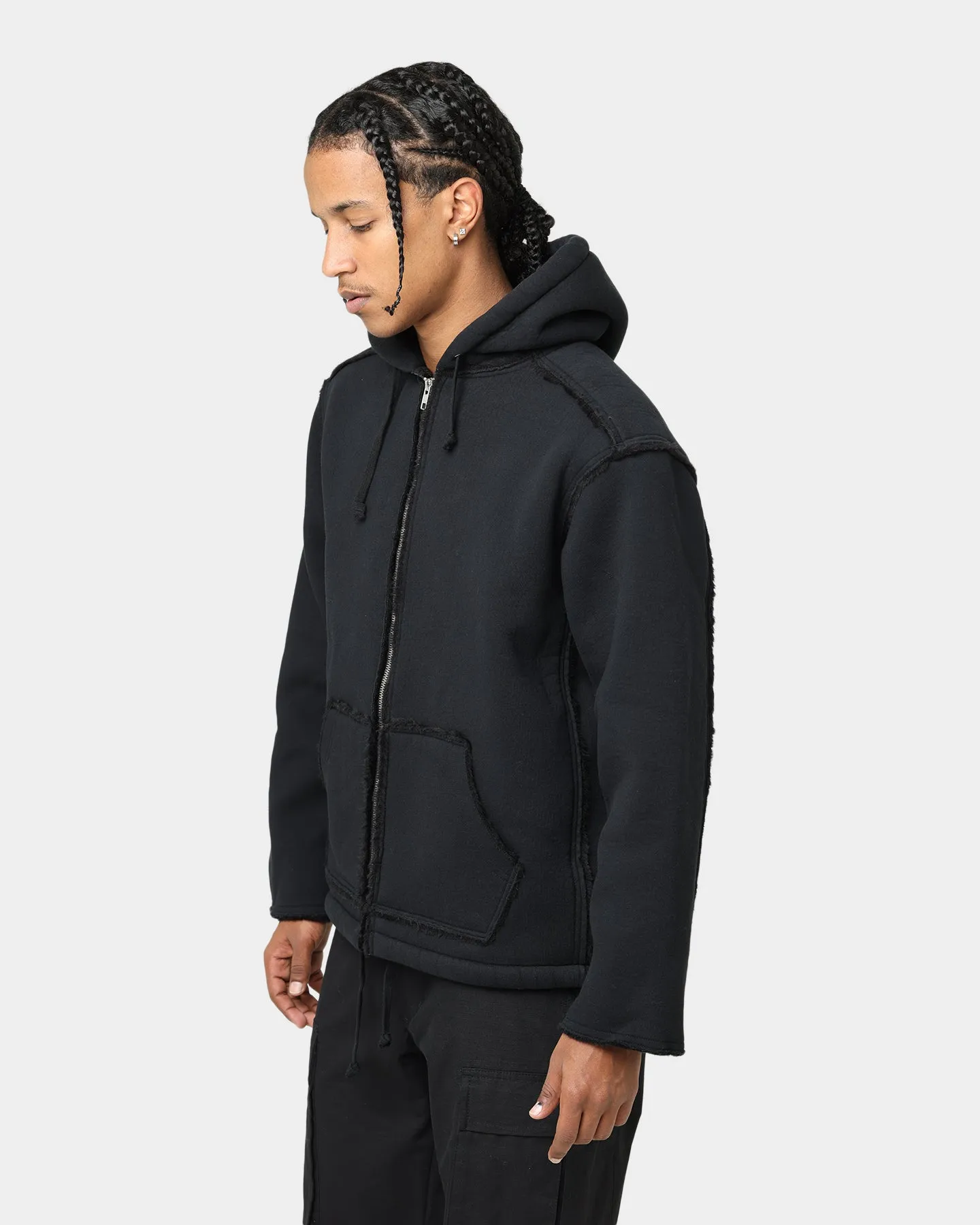 Supreme Faux Shearling Hooded Jacket Black