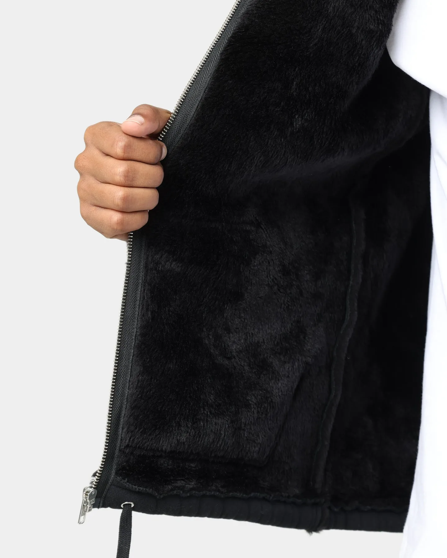 Supreme Faux Shearling Hooded Jacket Black