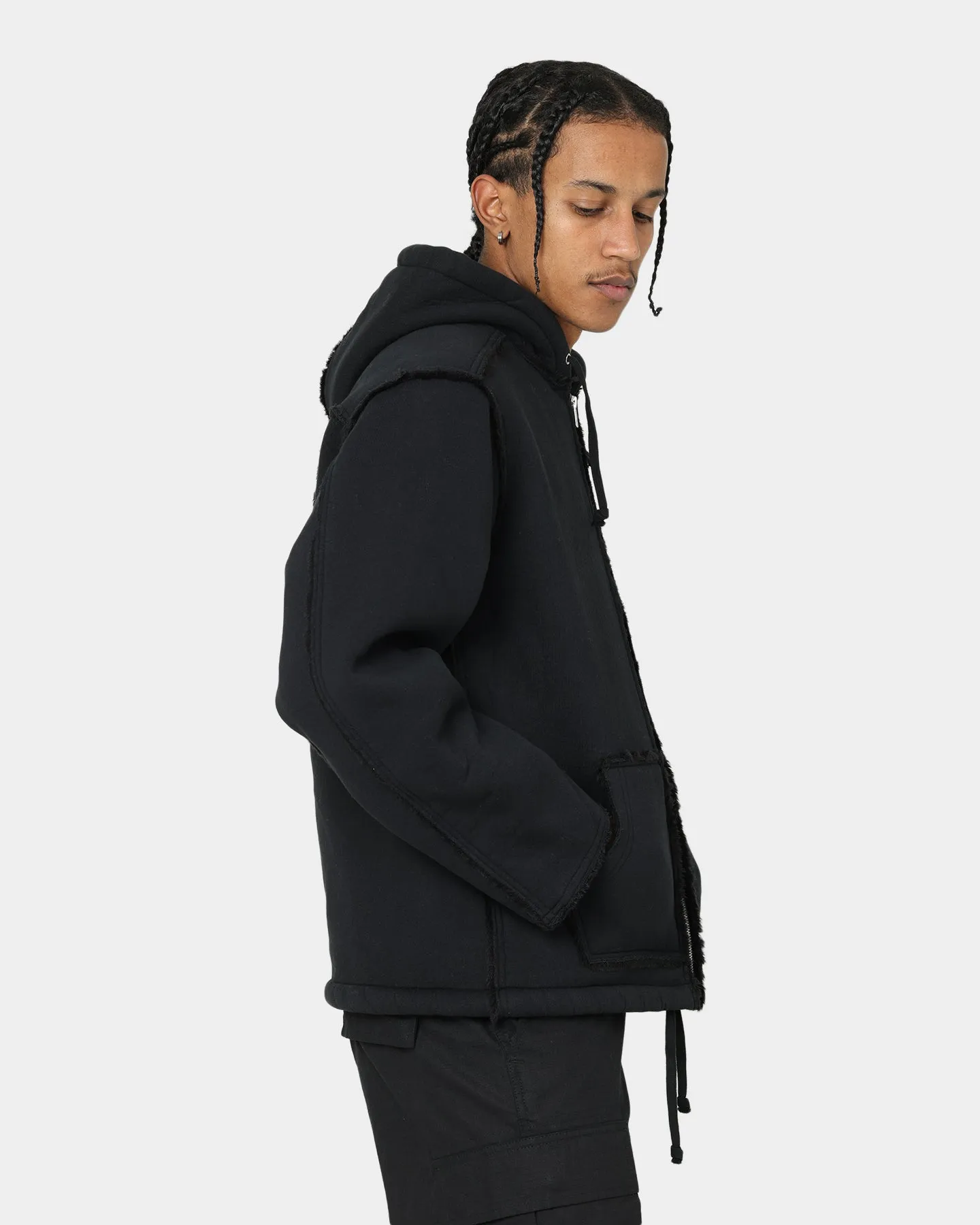 Supreme Faux Shearling Hooded Jacket Black