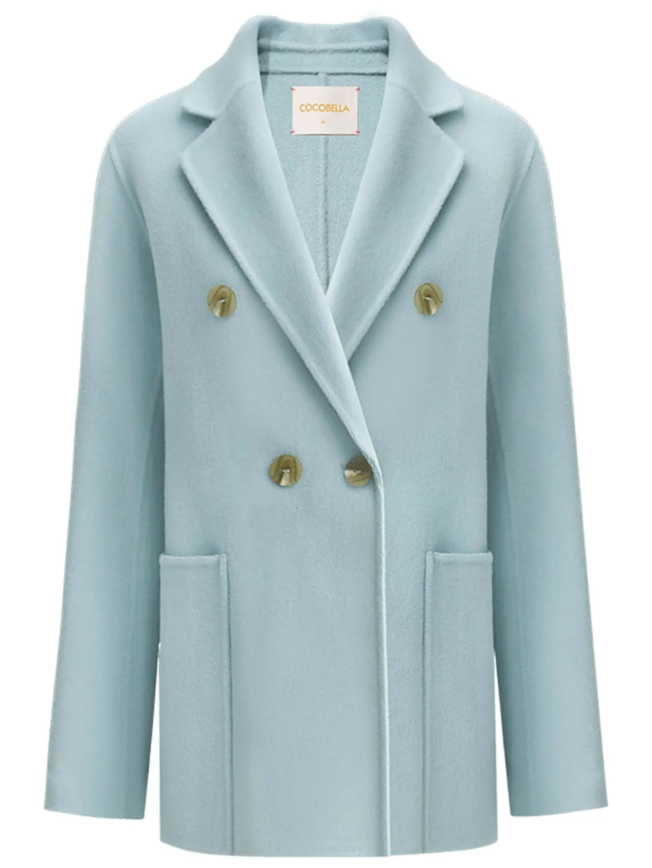 Tailored Powder Blue Double Breasted Wool Coat