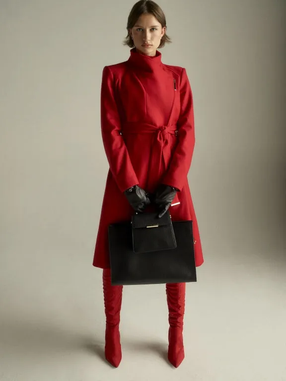 Ted Baker Rose Wool Wrap Midi Coat | Red