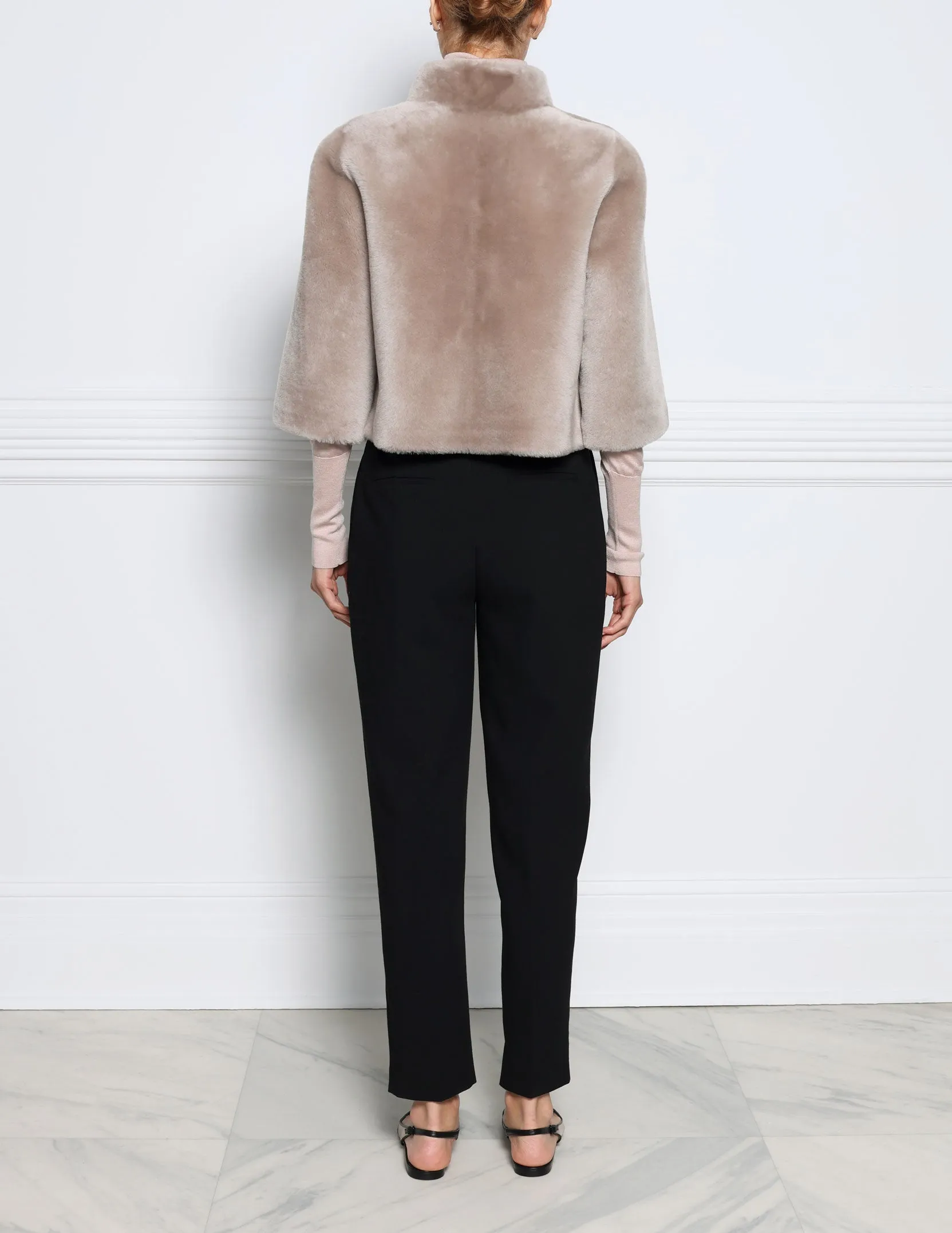 The Romy Cropped Lined Shearling Jacket