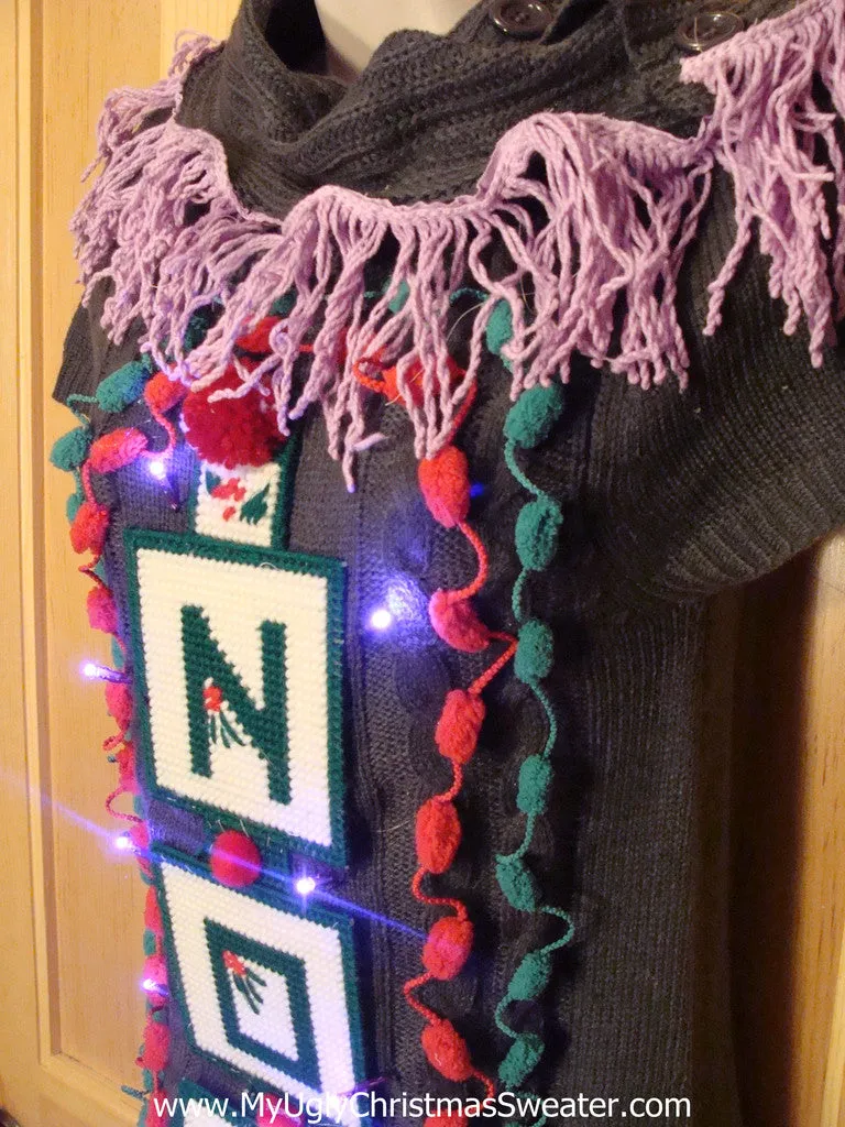 Ugly Christmas Sweater Party Tacky Dress  "NOEL" with Lights  (d13)