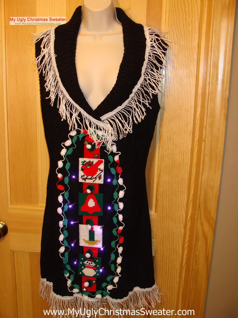 Ugly Christmas Sweater Party Tacky Dress with Lights (d28)