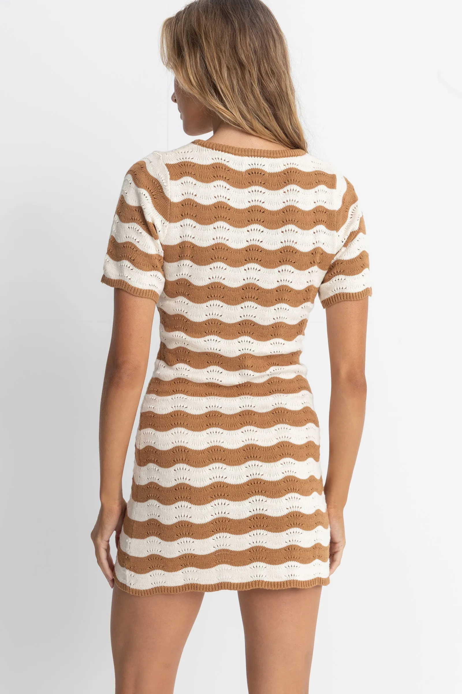 Venice Knit Mini Dress Cacao Stripe