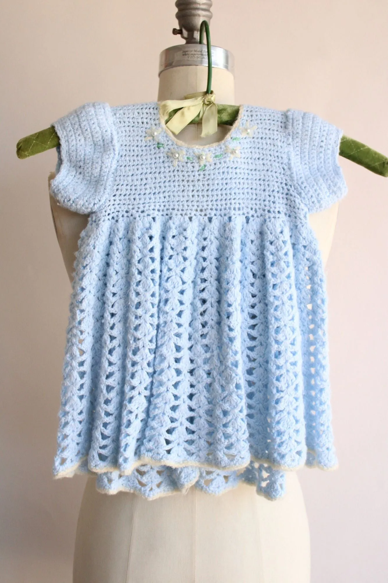 Vintage Blue Knit Baby Frock