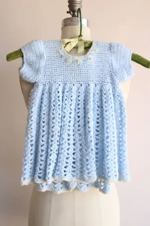 Vintage Blue Knit Baby Frock