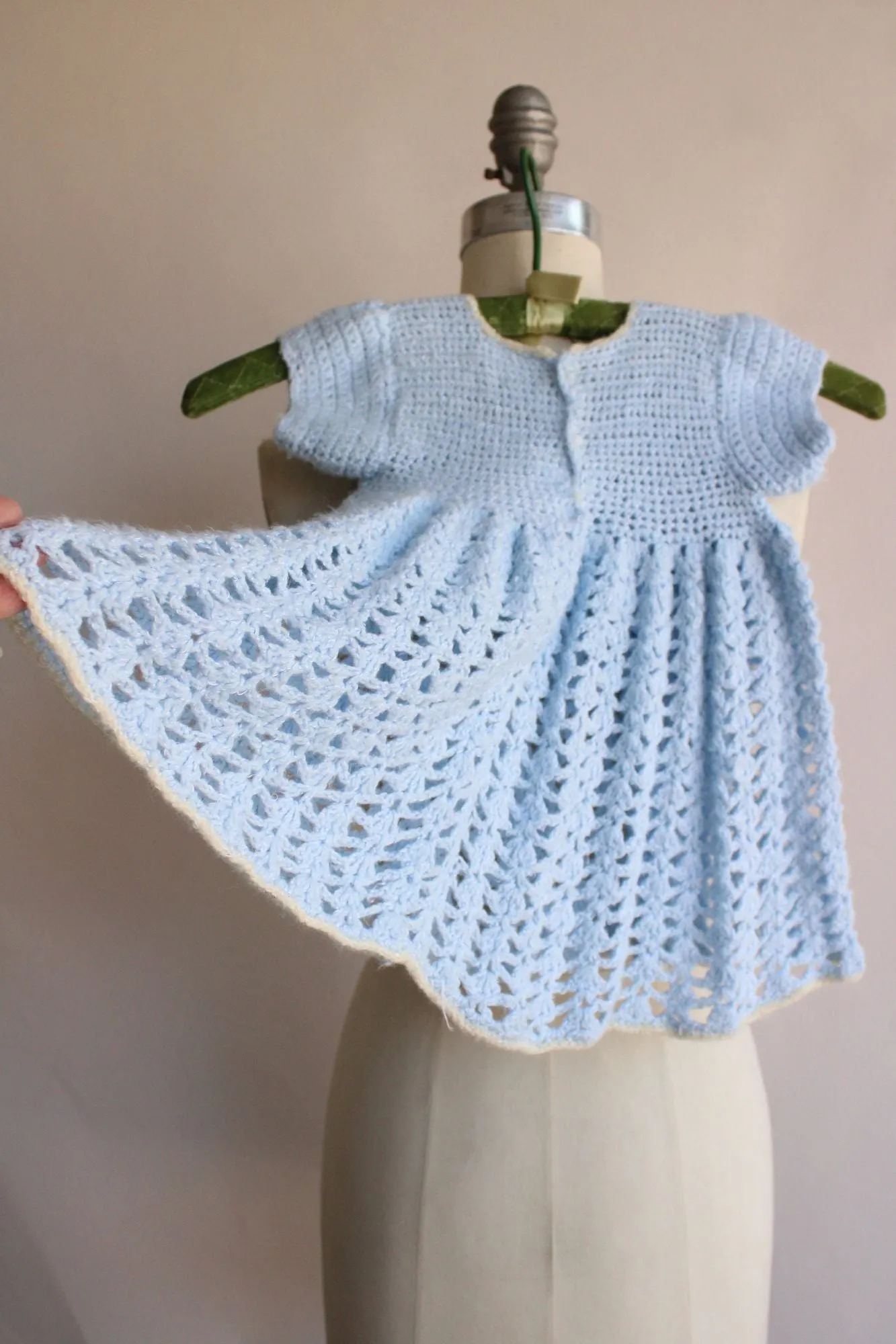 Vintage Blue Knit Baby Frock