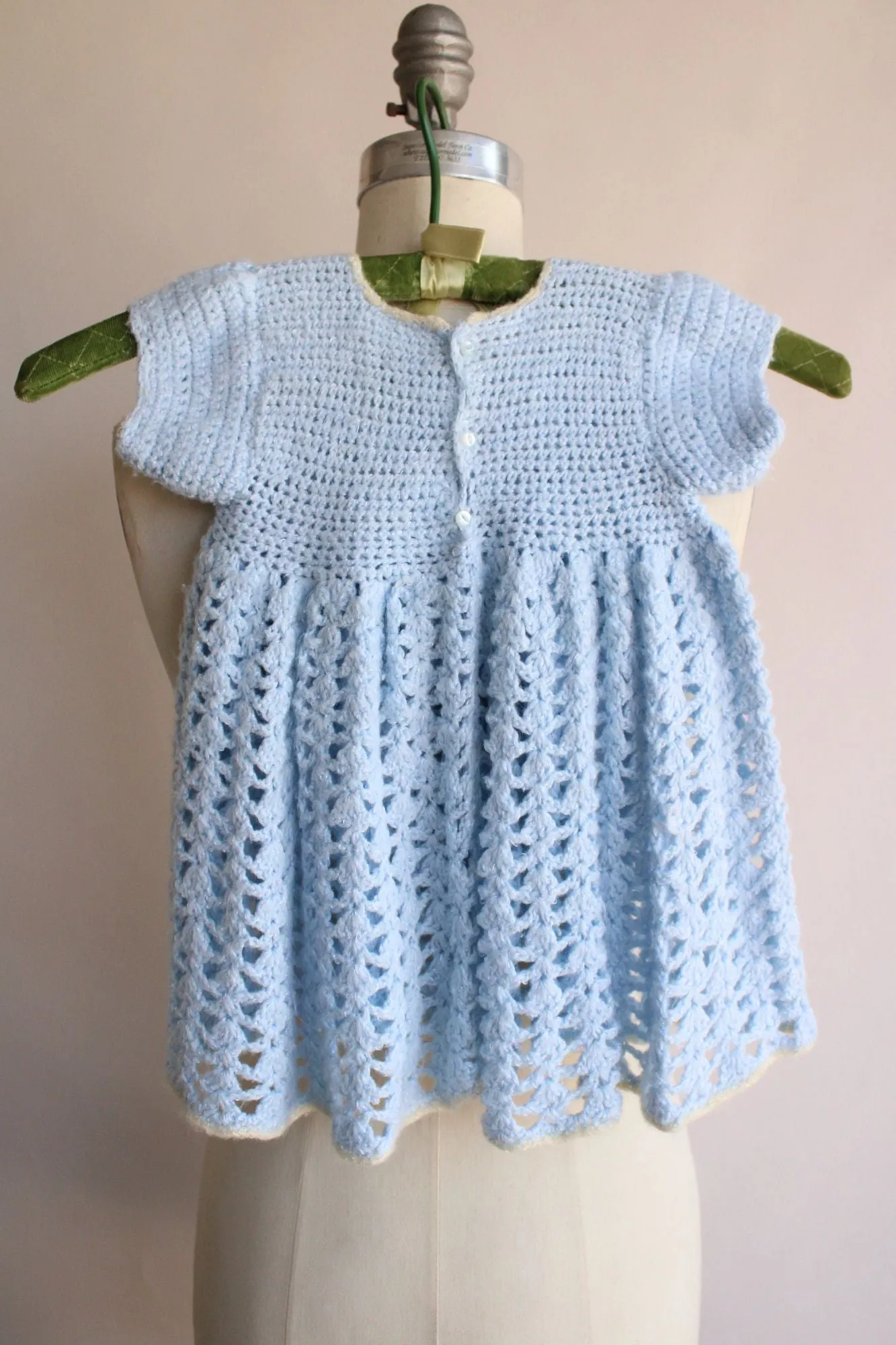 Vintage Blue Knit Baby Frock