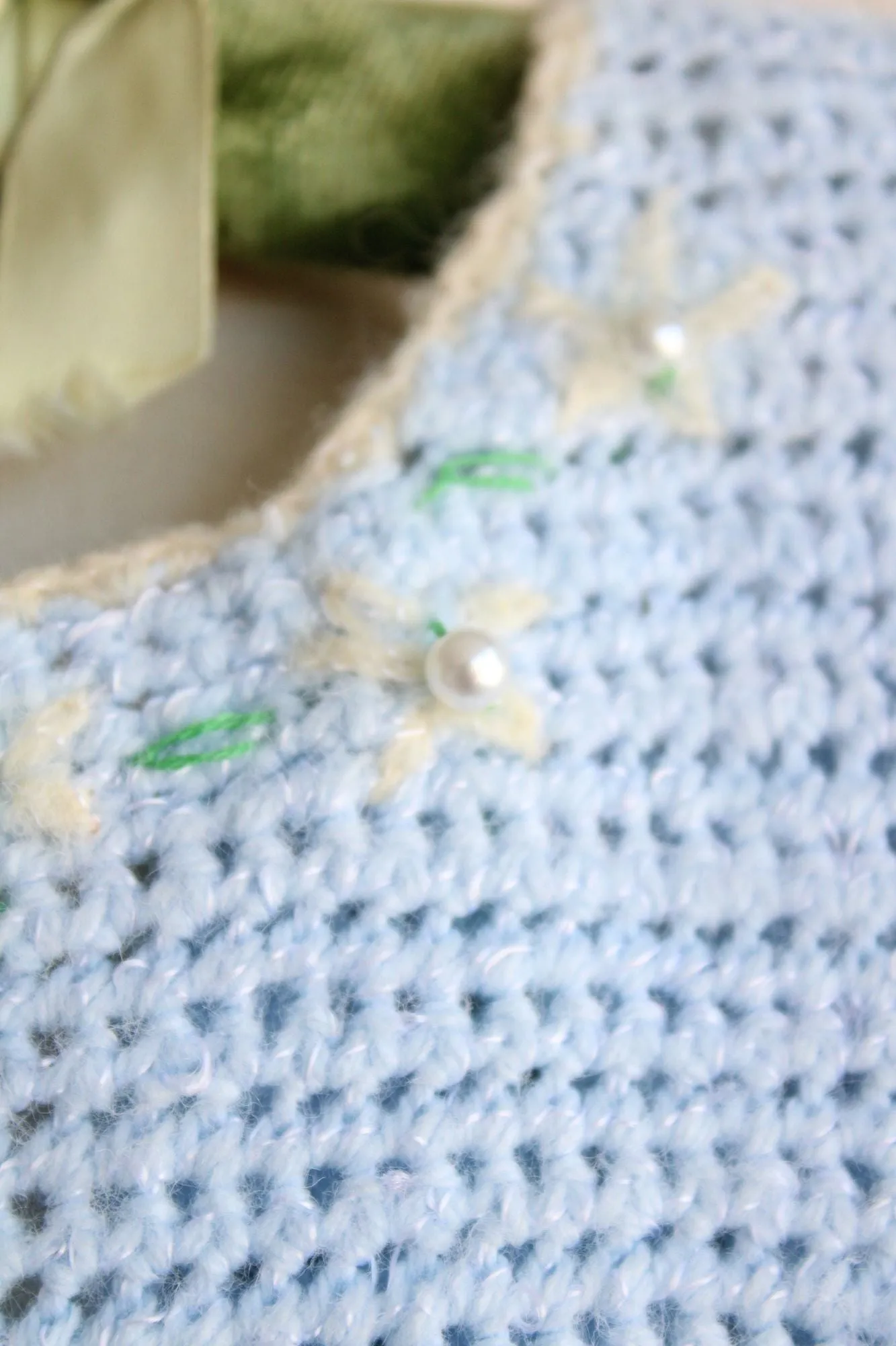 Vintage Blue Knit Baby Frock