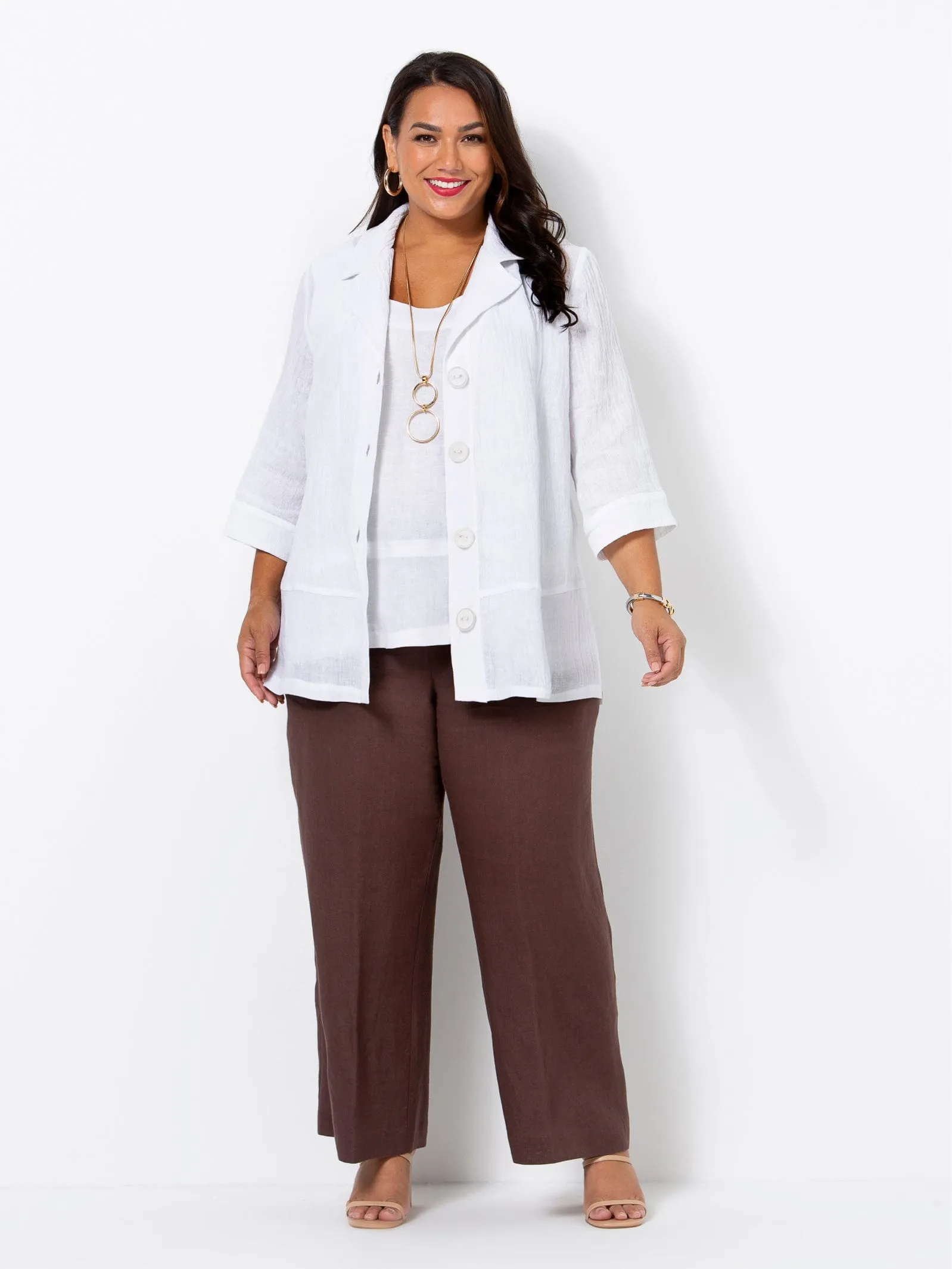 White Crinkle Linen Jacket