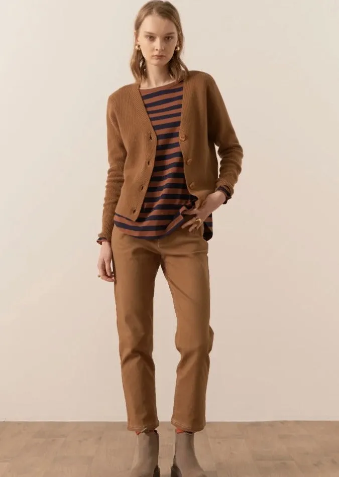 Willow Cashmere V Neck Cardigan Toffee