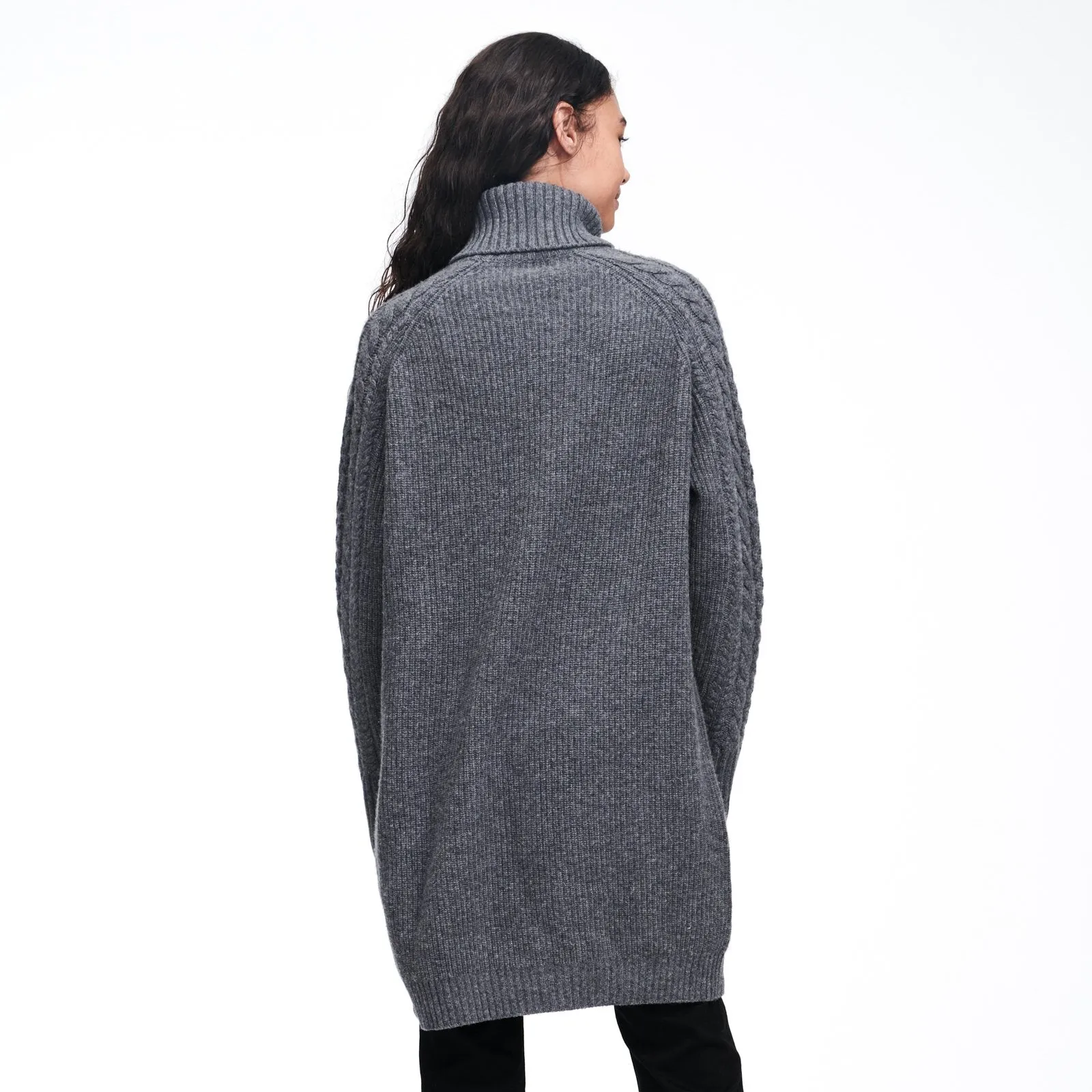 Wool Cashmere Cable Knit Turtleneck Tunic