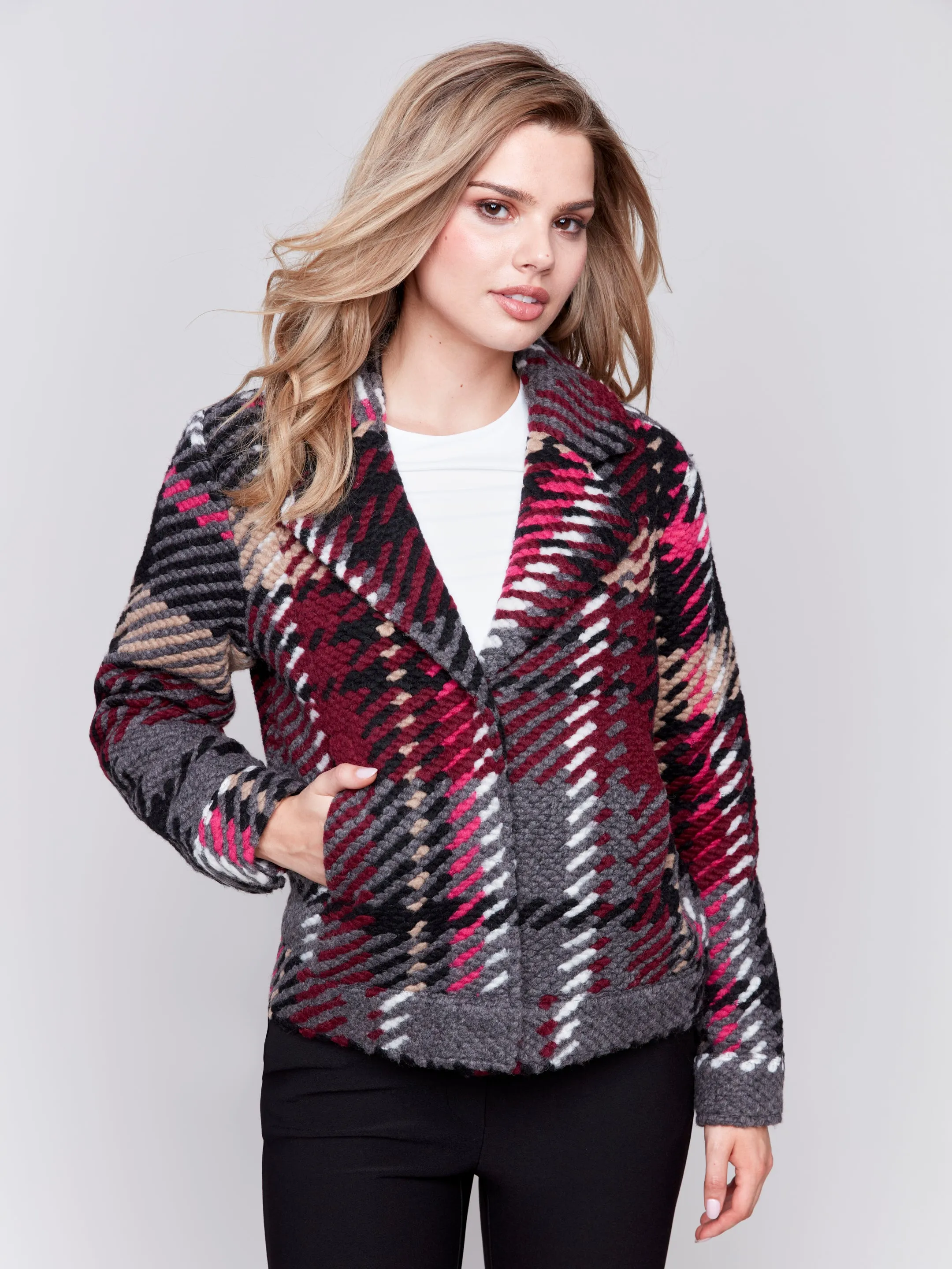 Wool Plaid Short Coat by Charlie B